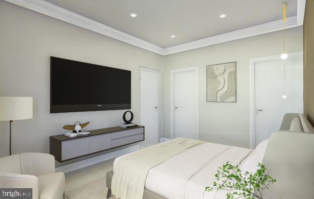 bedroom featuring ornamental molding