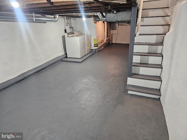 basement with washer and dryer