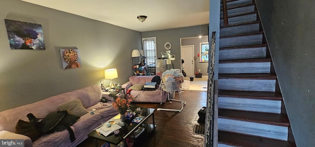 living room with wood-type flooring