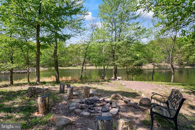 view of yard with a water view