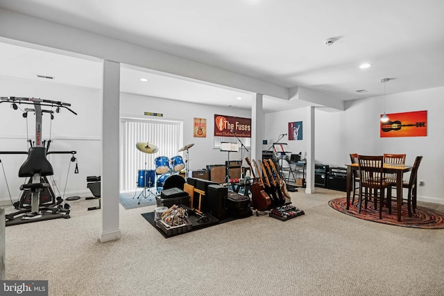 interior space featuring carpet floors