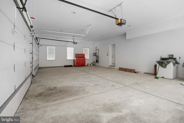 garage with a garage door opener