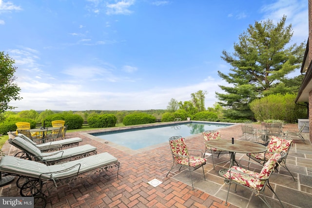 view of swimming pool featuring a patio