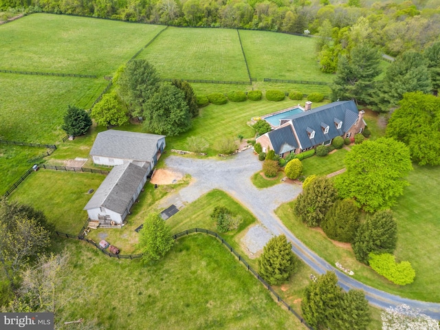 aerial view with a rural view