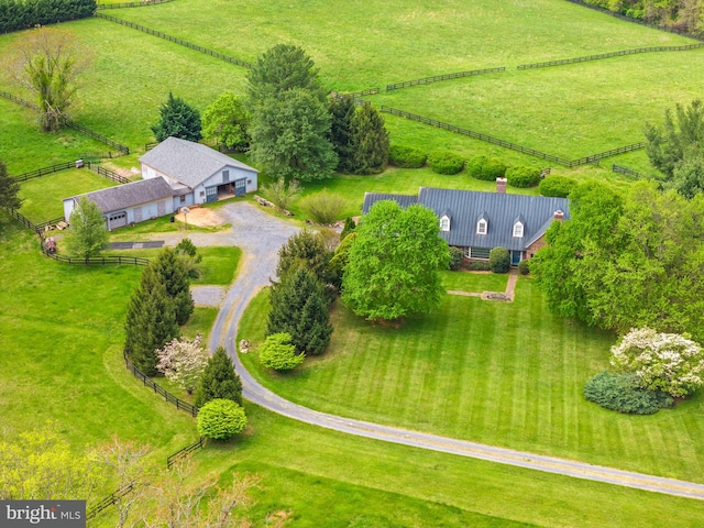 drone / aerial view featuring a rural view