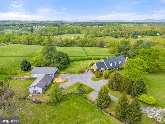 bird's eye view with a rural view