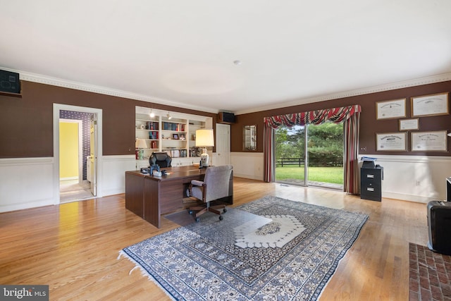 home office featuring light wood-type flooring