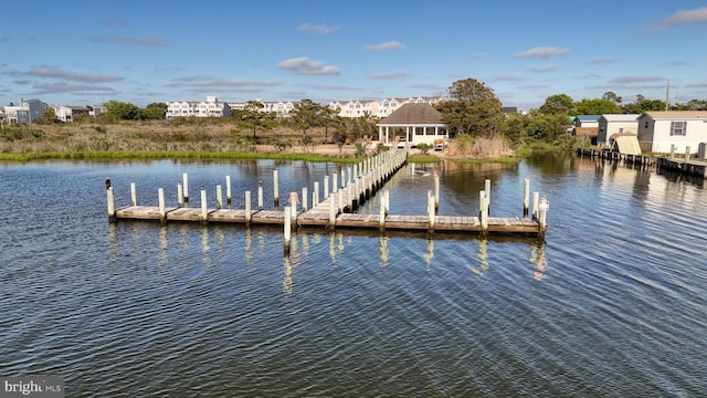 view of dock featuring a water view