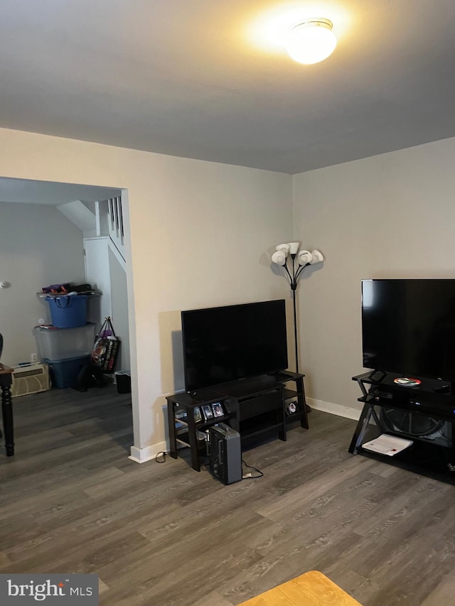 living room with hardwood / wood-style flooring