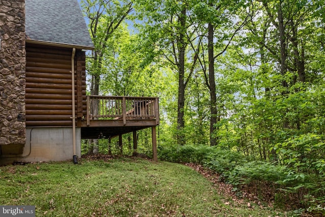 view of yard featuring a deck