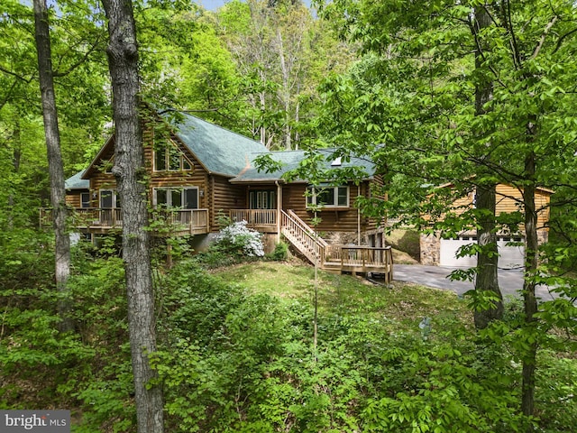 cabin with a garage