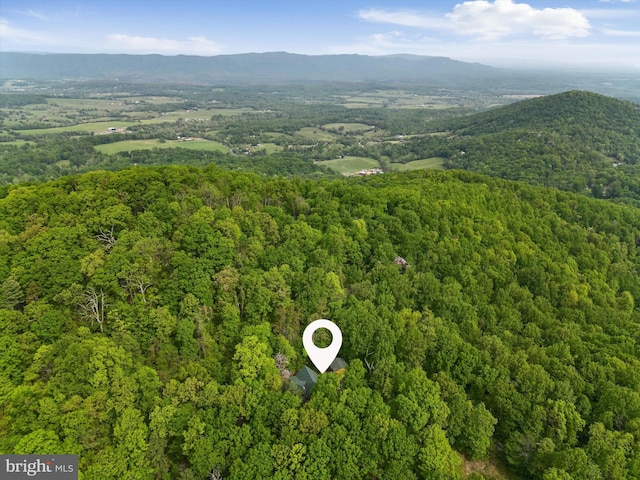 birds eye view of property with a mountain view