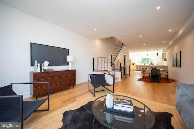 living room featuring light hardwood / wood-style floors