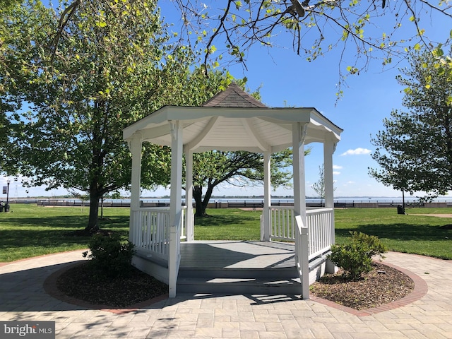 view of nearby features with a yard and a gazebo