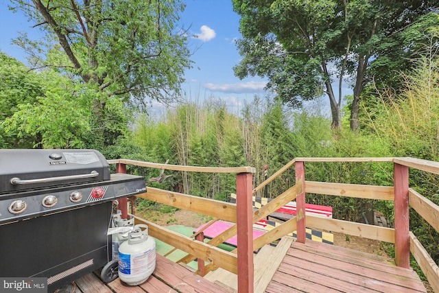 deck with a grill