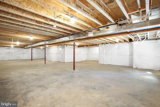 view of unfinished basement