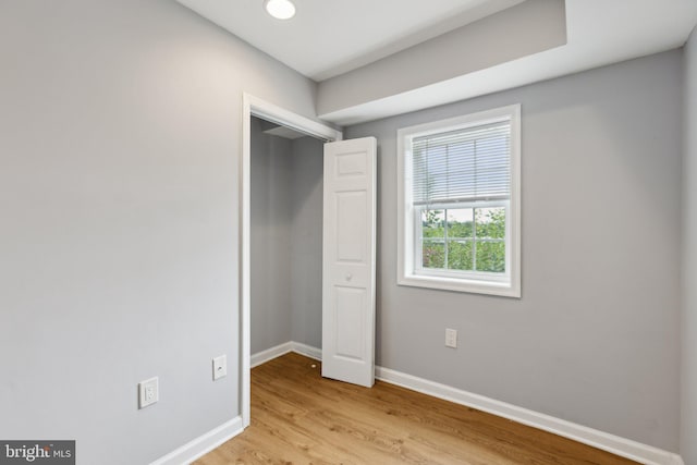 unfurnished bedroom featuring light hardwood / wood-style flooring