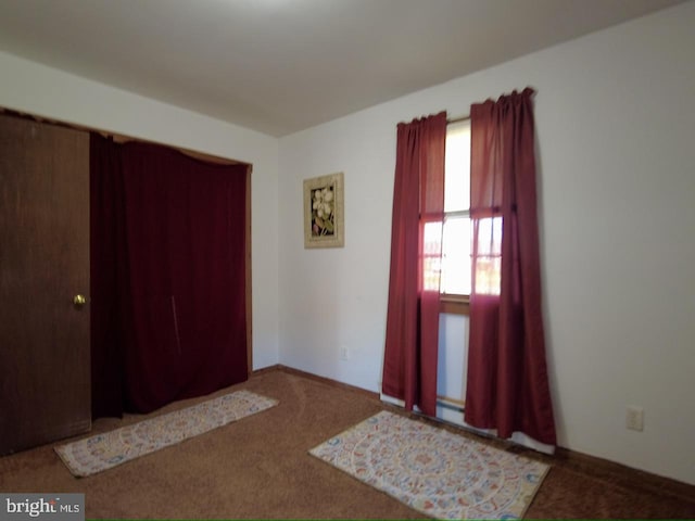 interior space featuring carpet floors and a baseboard radiator