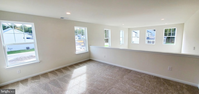 carpeted spare room featuring a healthy amount of sunlight