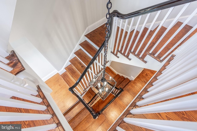 stairs with wood-type flooring