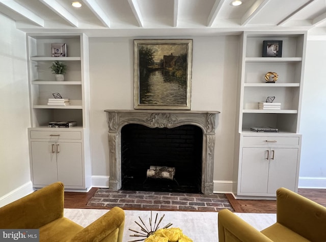 living room with hardwood / wood-style flooring