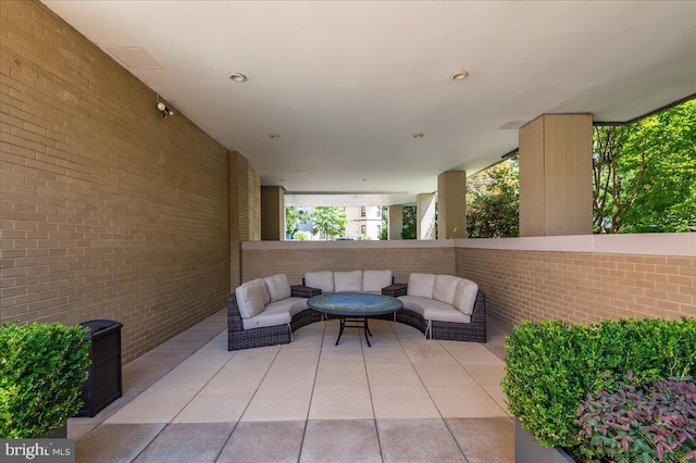 view of patio featuring an outdoor living space