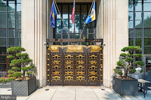 view of exterior entry featuring a gate