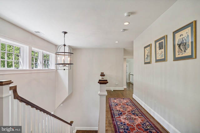 hall featuring dark hardwood / wood-style floors