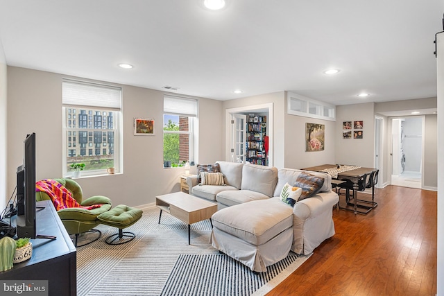 living room featuring hardwood / wood-style flooring