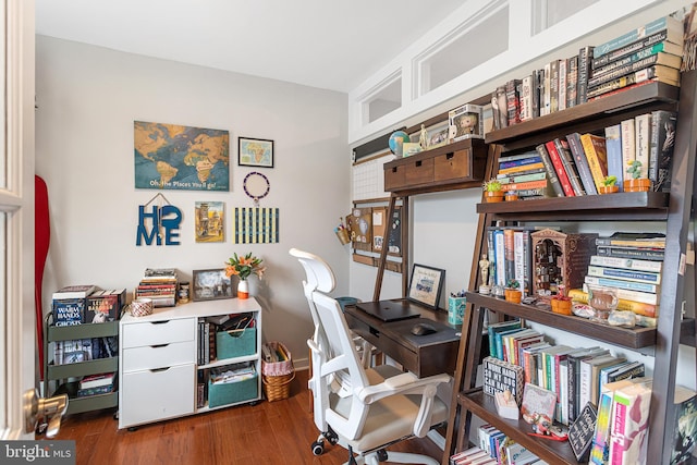 office area featuring hardwood / wood-style flooring