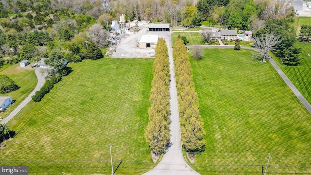 bird's eye view with a rural view