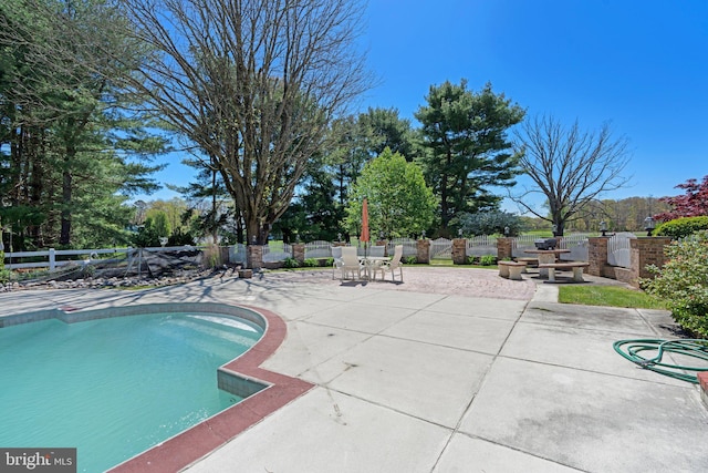 view of swimming pool with a patio