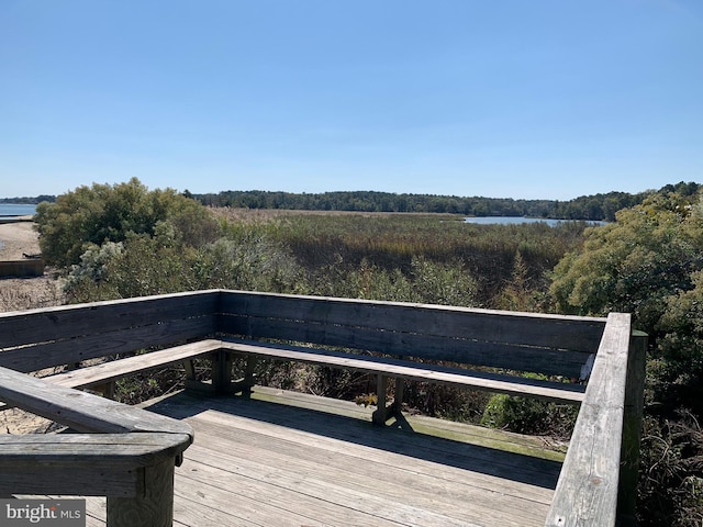 deck with a water view