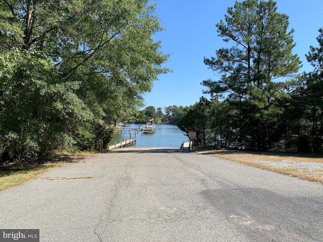 view of road featuring a water view