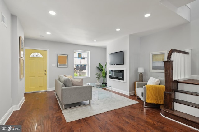 living room with hardwood / wood-style floors