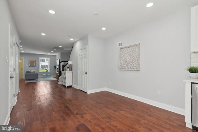 interior space featuring dark wood-type flooring