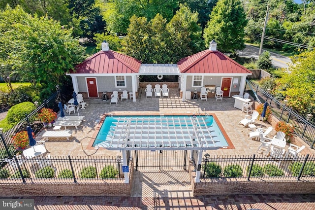 view of pool featuring a patio