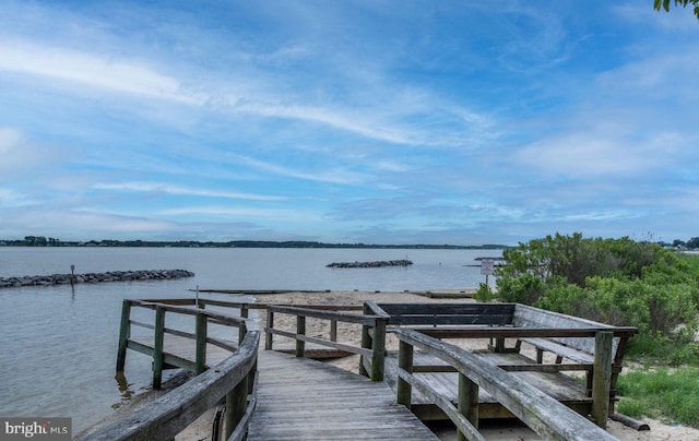 view of dock featuring a water view