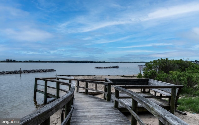 view of dock featuring a water view