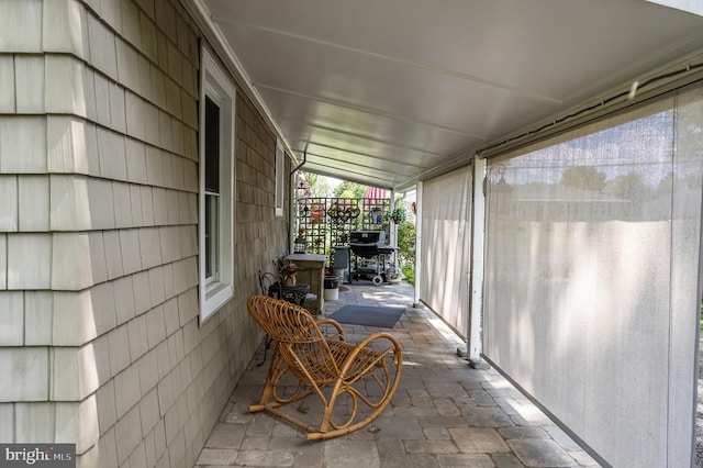 exterior space with lofted ceiling