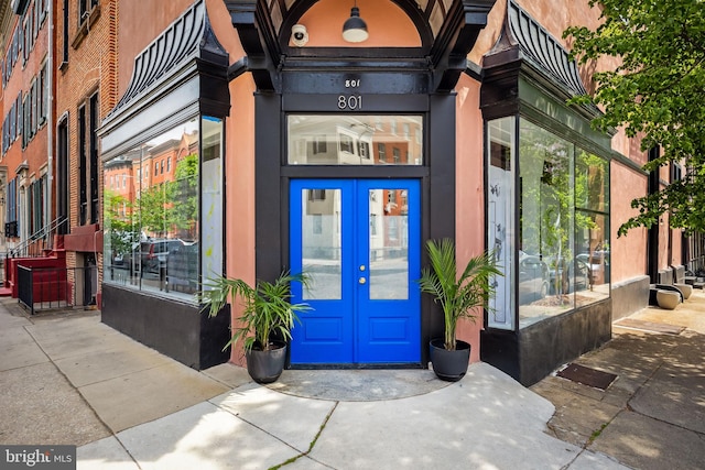 property entrance with french doors