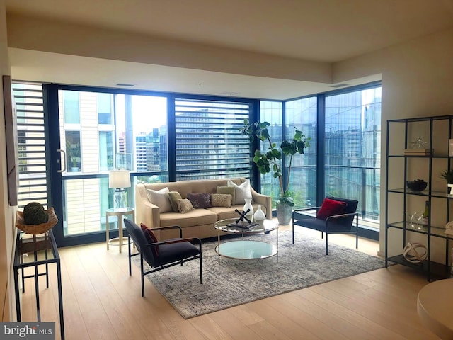 living room featuring light hardwood / wood-style flooring