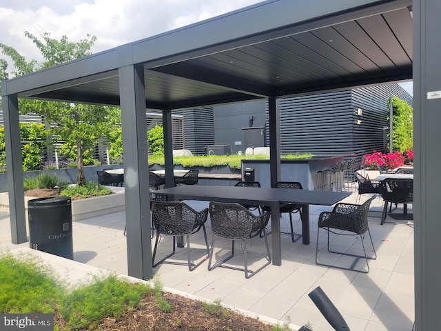 view of patio / terrace featuring a bar