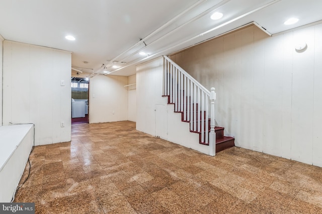 basement featuring tile floors