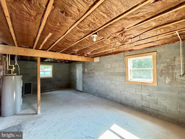 basement with water heater