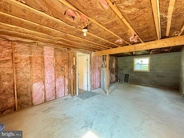 basement with gas water heater