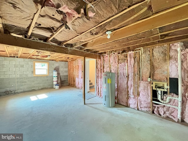 basement with water heater