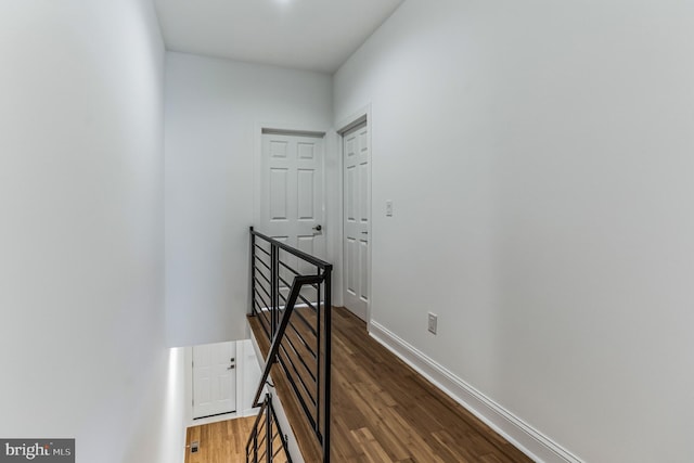 hall featuring dark wood-type flooring