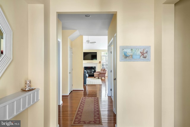 corridor featuring hardwood / wood-style flooring