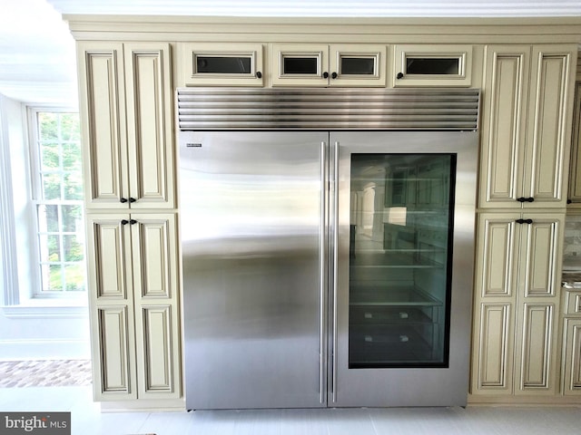 interior details with built in fridge